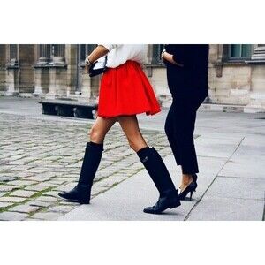 New $498 Black Womens 6 Frye Leather Boots Riding Tall Knee Buckle Dorado NWT